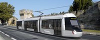 White CGI tram