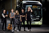 Band in front of bus 