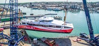 Red Jet 7 touches water for the first time on the Isle of Wight (Image: Red Funnel)