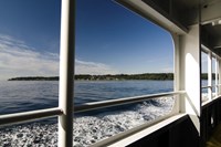 View of sea from inside ferry