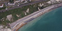 Aerial shot coastal railway