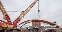 Curved rail bridge