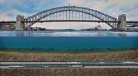 Metro trains travelling under Sydney Harbour