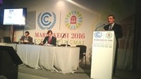Man at podium at COP22 conference