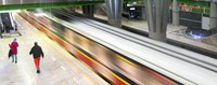 Train going through metro station