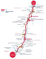 Map of Tours-Bordeaux High Speed Line