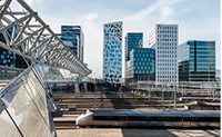 Oslo train station with city in background