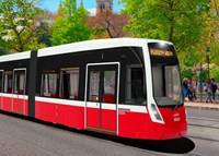 3D rendering of the FLEXITY Vienna tram for Vienna, Austria