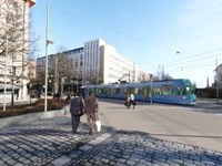 Tram in a city