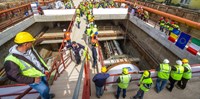 Metro construction site full of workers