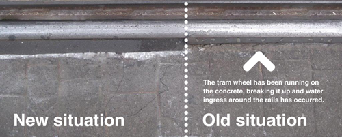 Old vs new tram tracks