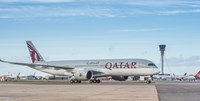 Qatar airplane at Heathrow Airport
