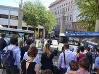 Crowd of people at launch