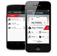 JustRide app open on smart phone