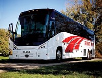 White and red bus