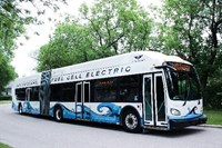 White and blue, fuel cell bus
