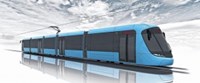 Blue CGI tram