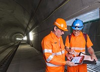 Construction workers in tunnel
