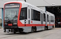 White and red tram