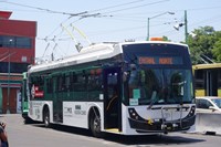 White electric trolley bus