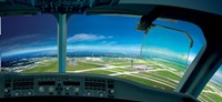 View out of airplane cockpit