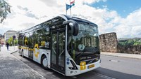 White and yellow bus