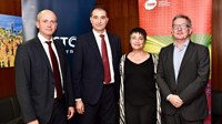 (from left to right): Sergio Boya, Alstom Spain, Miguel Angel Martin, Director, BCN trains Manufacturing Site, Maria Rosa Alarcón Montañés, Chair TMB, Gerardo Lertxundi Albéniz, Chief Executive Officer TMB