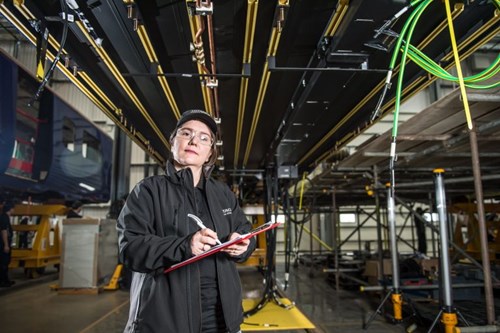 Quality engineer Flavia Einbeck who works at Hitachi’s Newton Aycliffe plant in County Durham.