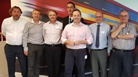 Some members of the Special Interest Group – from left to right: Andy Kerr (Trapeze Group), Iain McMillian (Stagecoach), Chas Allen (Stagecoach), Richard Warwick (Arriva), Gavin John (Trapeze Group), Andy Corbett (RATP Dev), Bernie Elsom (Tower Transit)