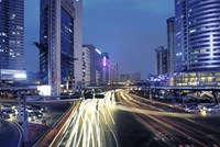 Smart, busy city at night