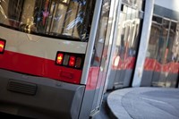 Red and White Tram