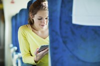 Young woman on train