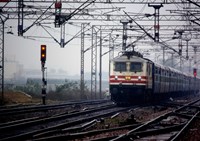 Train near signals and wires