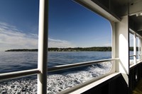 White and blue ferry